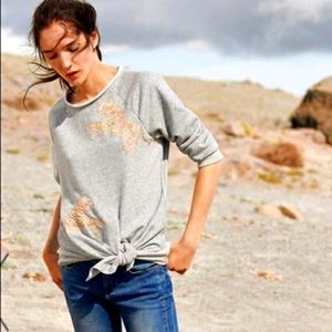 Akemi + Kin front tie tiger sweatshirt S